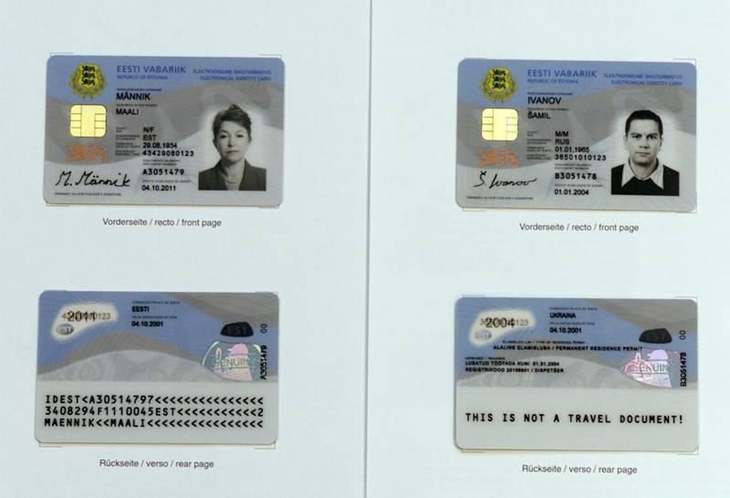 ID-kaardi näidised.