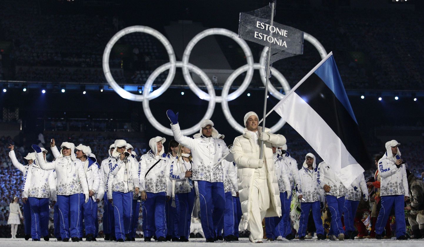 Сборная Эстонии на открытии Олимпиады в Ванкувере.