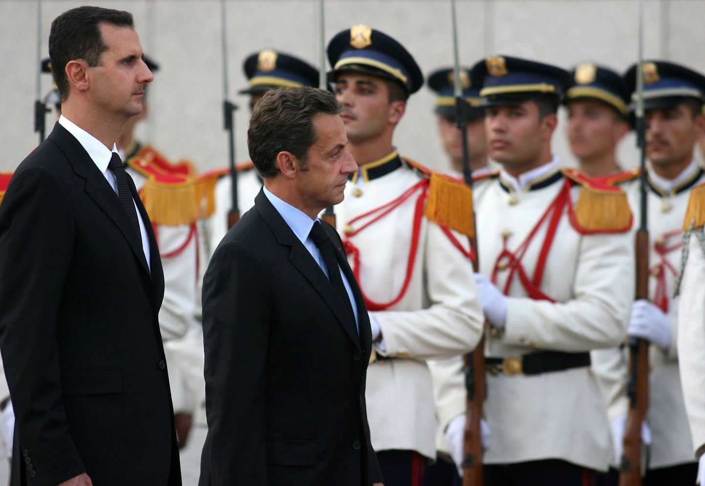 Süüria president Bashar al-Assad ja Prantsusmaa riigipea Nicolas Sarkozy Süüria pealinnas Damaskuses.