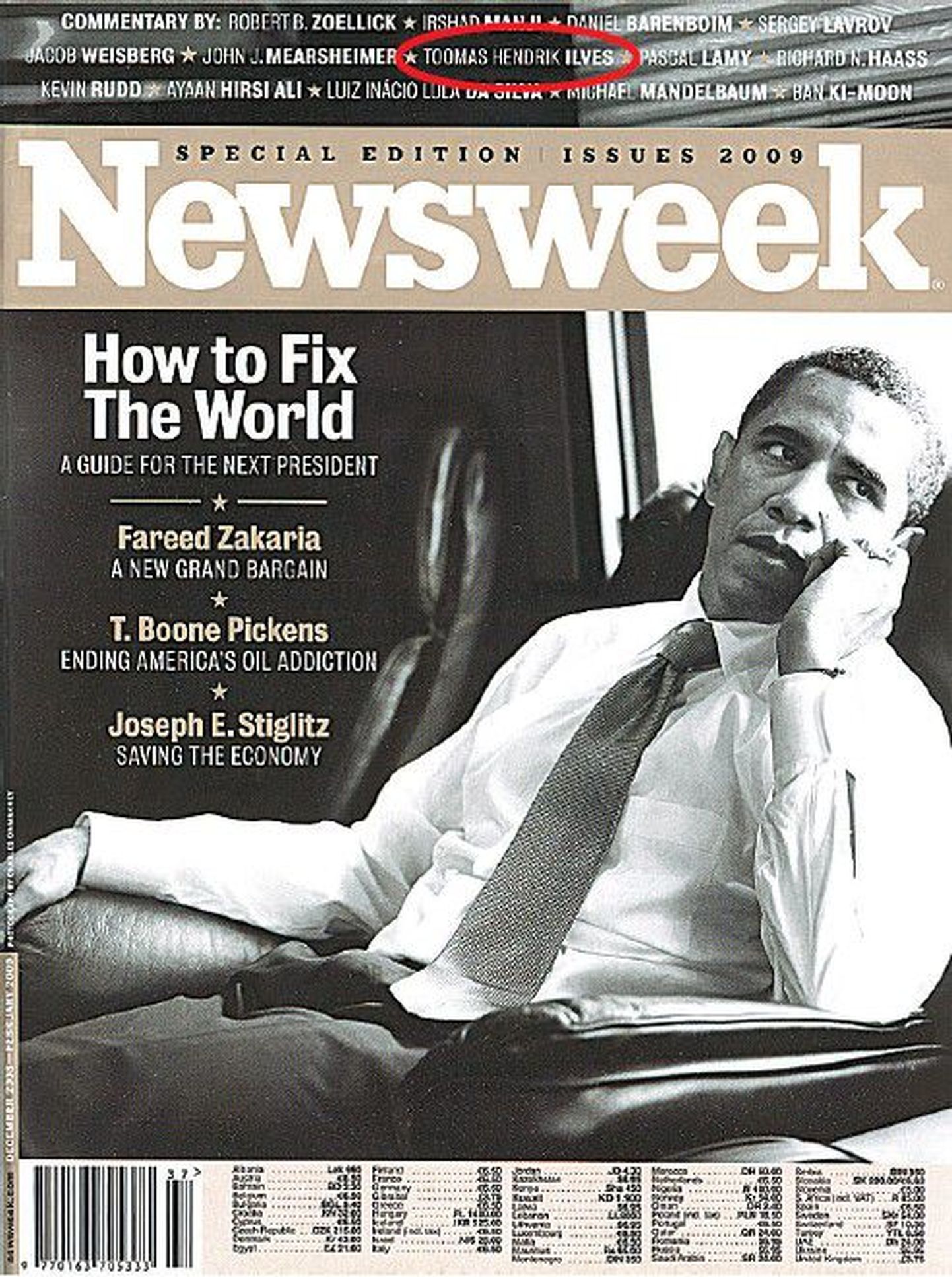 Ajakirja Newsweek erinumber, milles Toomas Hendrik Ilves Barack Obamale juhiseid jagab.