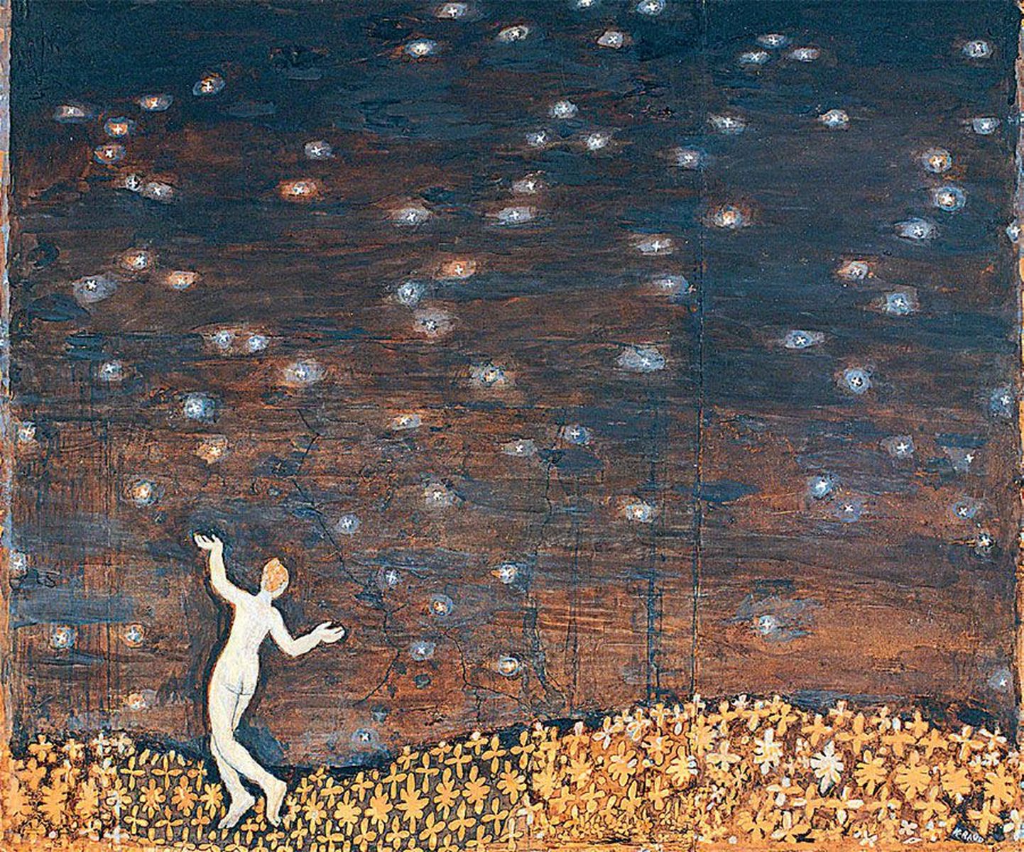 Kristjan Raud, «Tähtede all», tsüklist «Inimene ja öö» (1907-1909, tu, gua).