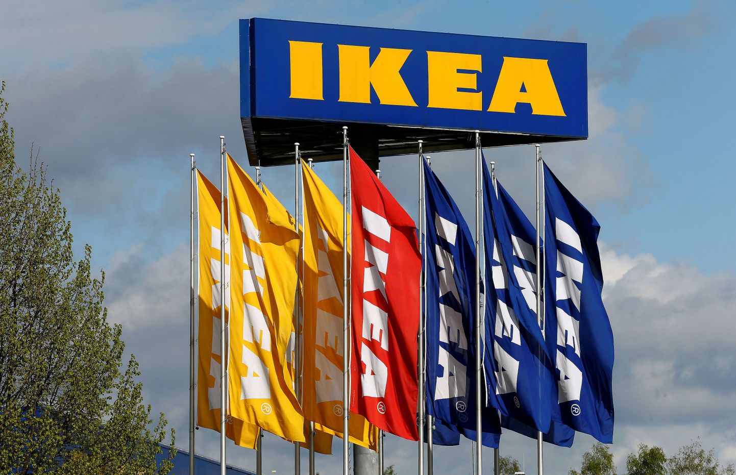 FILE PHOTO: IKEA lipud ja logo Šveitsis Spreitenbachis, 2016. REUTERS/Arnd Wiegmann/File Photo