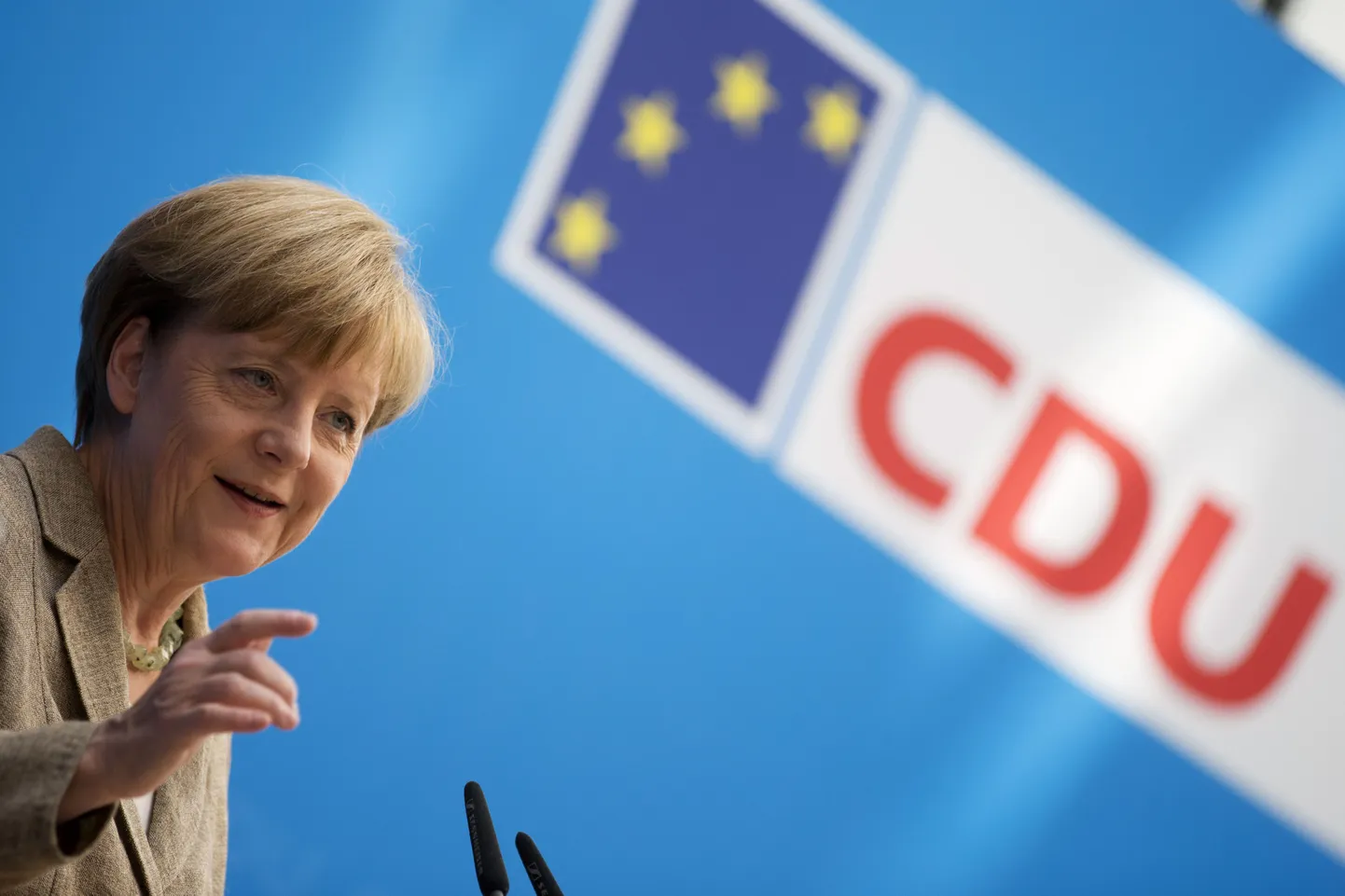 Saksamaa liidukantsler Angela Merkel, kelle partei Kristlikud Demokraadid saavutas Saksamaa eurovalimistel võidu