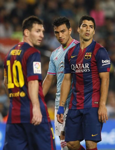 Lionel Messi (vasakul) ja Luis Suarez.