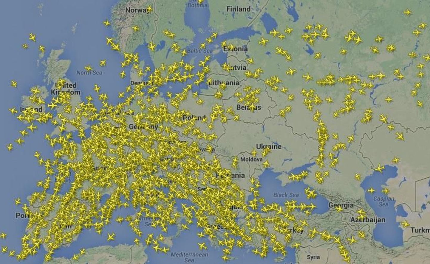 Lennufirmad suunavad oma lennukoridorid Ukrainast eemale.
