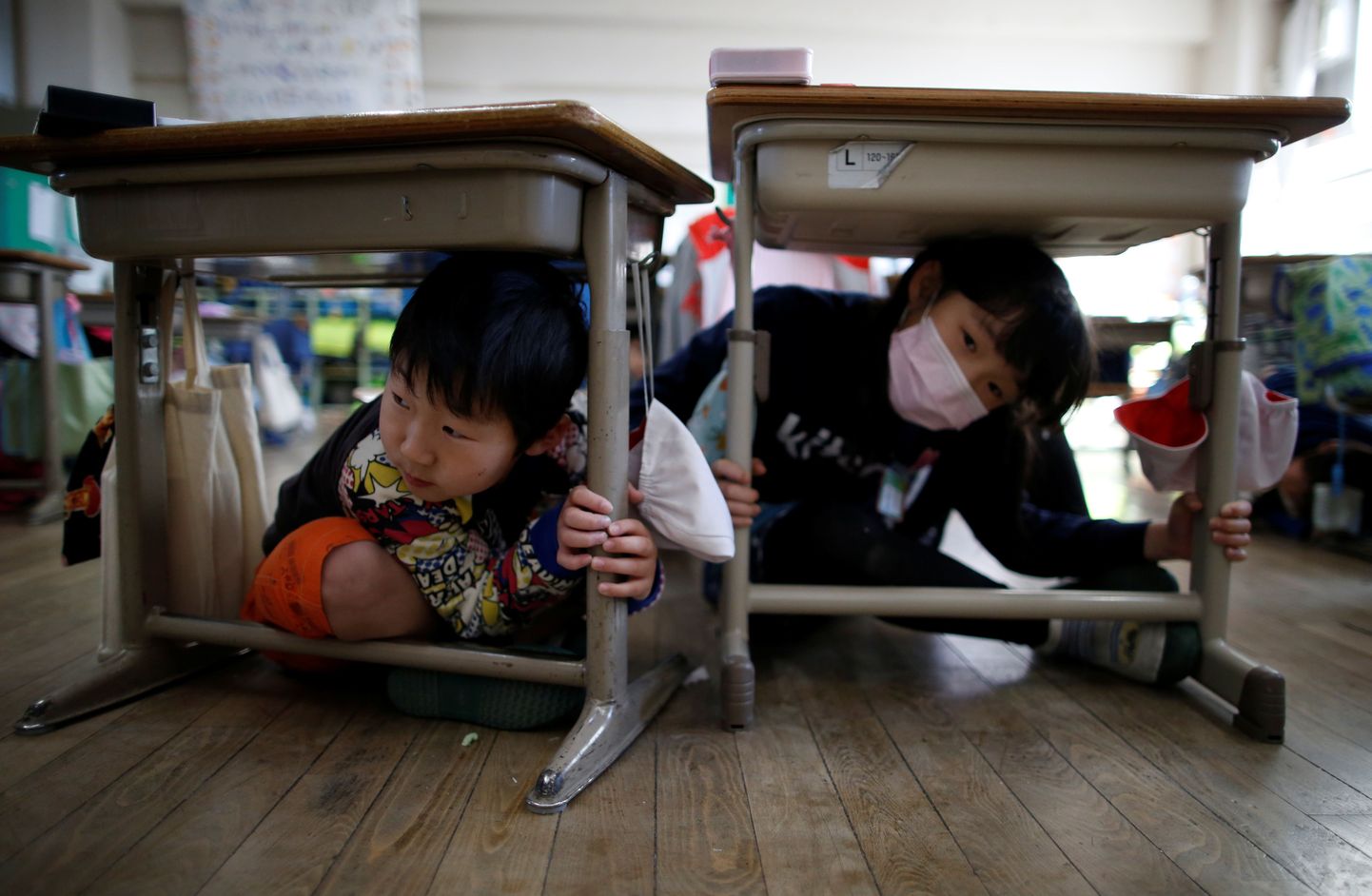 Evakuatsioonikoolitus Tokyos. Foto on illustratiivne.