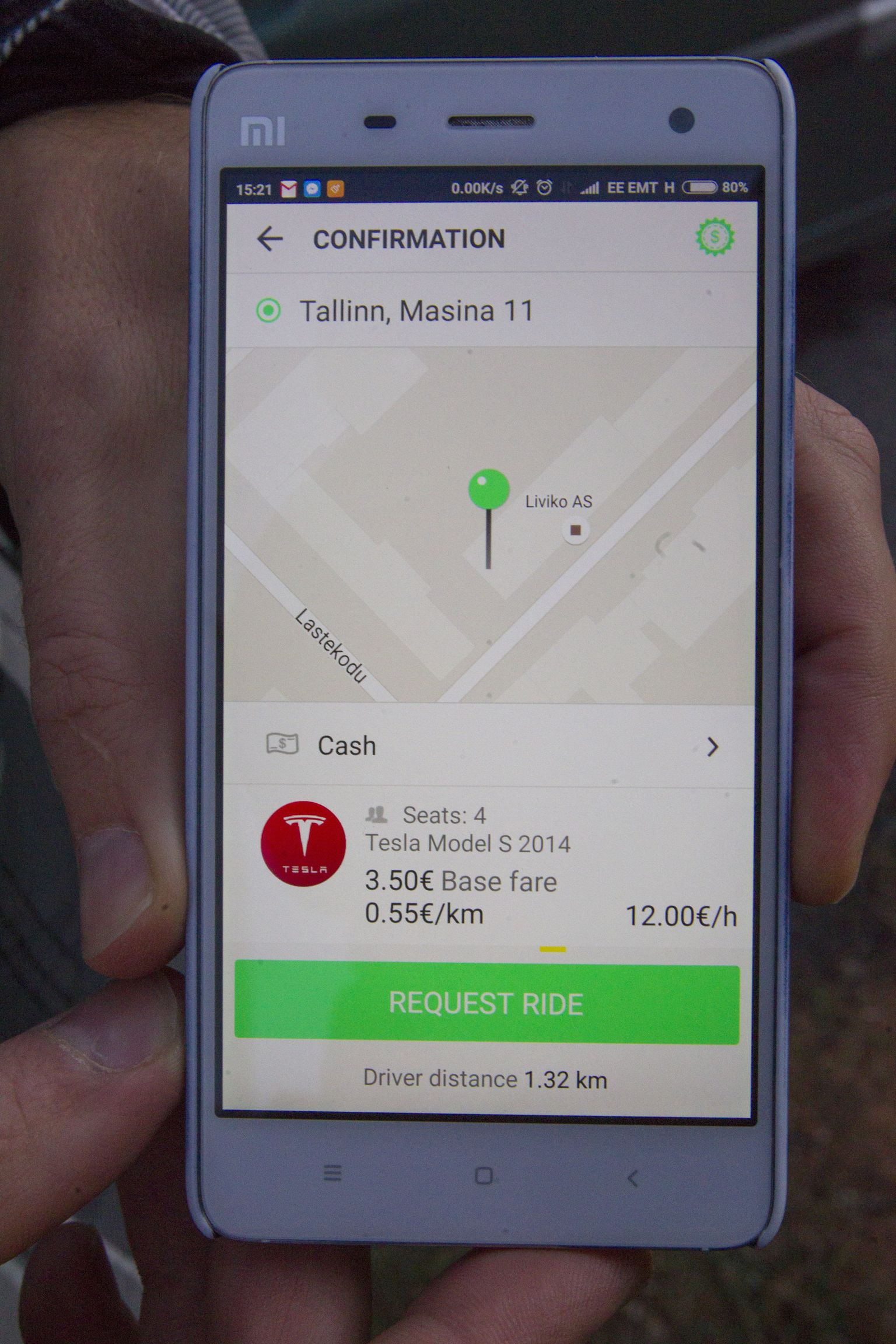 Taxify mobiiliäpp.