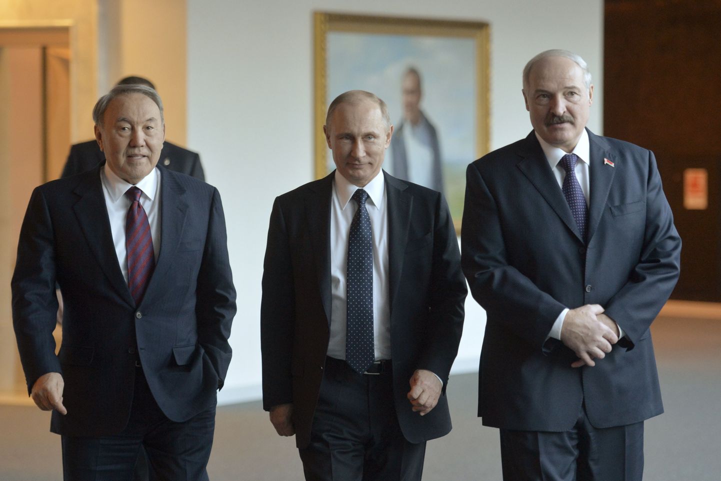Kasahstani president Nursultan Nazarbajev, Vene president Vladimir Putin  ja Valgevene president ALeksander Lukašenka.