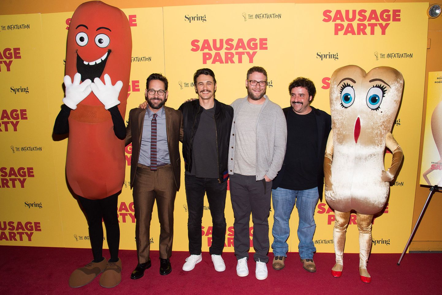 "Sausage Party" osatäitjad Paul Rudd, James Franco, Seth Rogen ja David Krumholtz