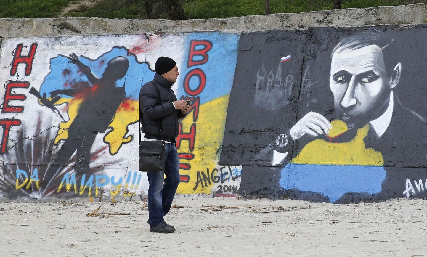 Odessasse aprilli alguses tehtud grafiti Ukrainast, Krimmist ja Vladimir Putinist.