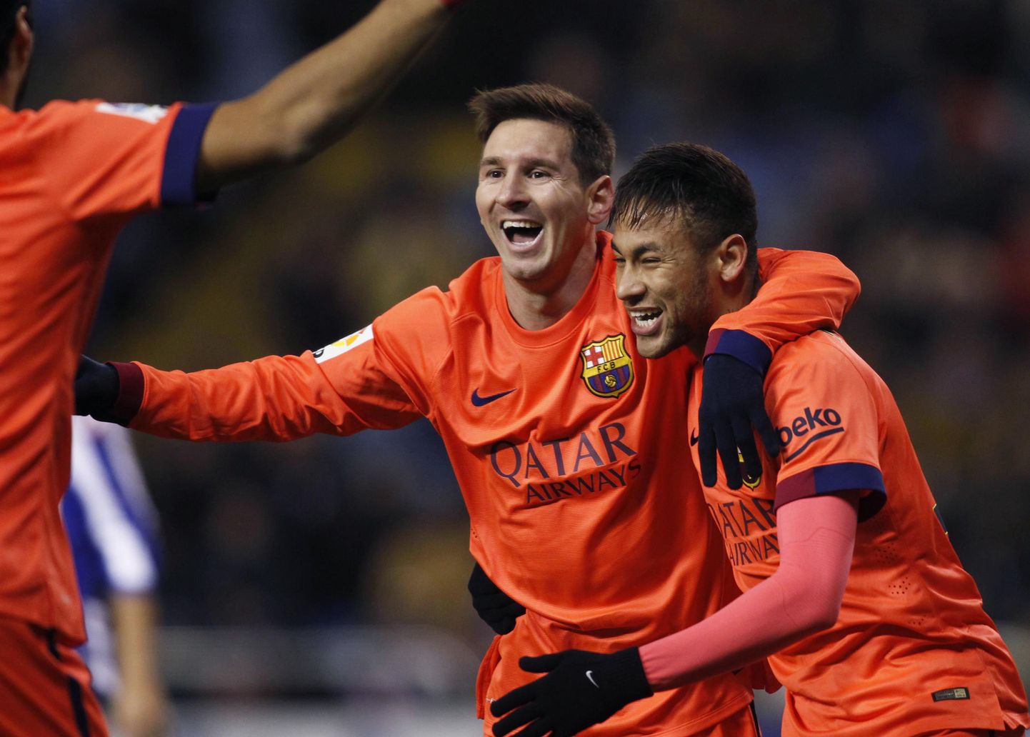 Lionel Messi (vasakul) ja Neymar tähistavad väravat.