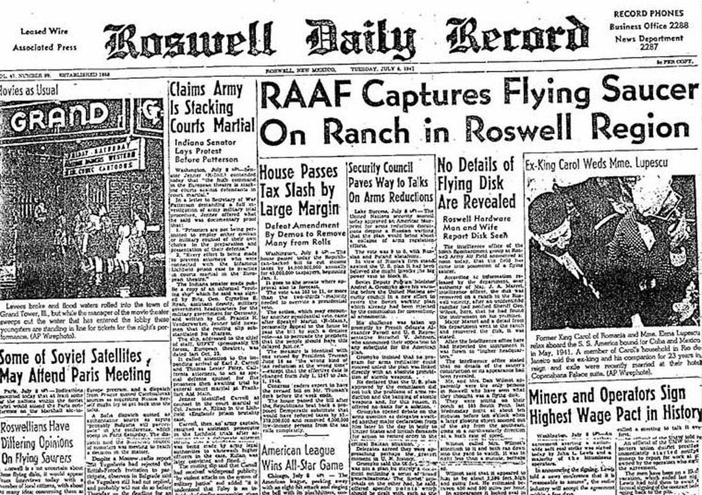 Roswelli ajaleht teatas lendava taldriku leidmisest