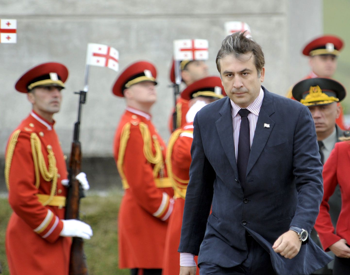 Gruusia president Mihheil Saakašvili augustisõjas langenute memoriaali avamas.