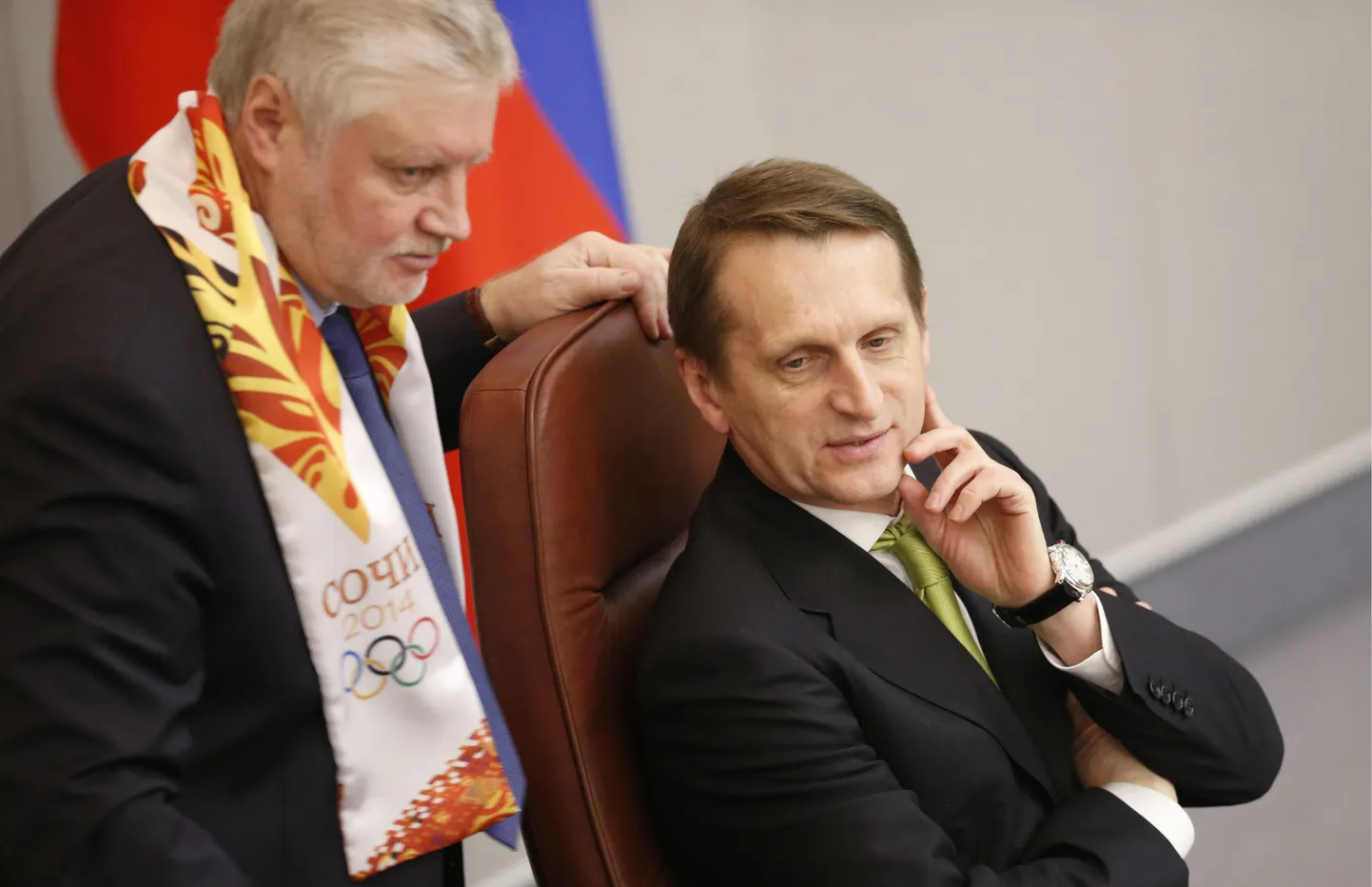 Õiglase Venemaa liider Sergei Mironov (vasakul) koos riigiduuma spiikri Sergei Narõškiniga.