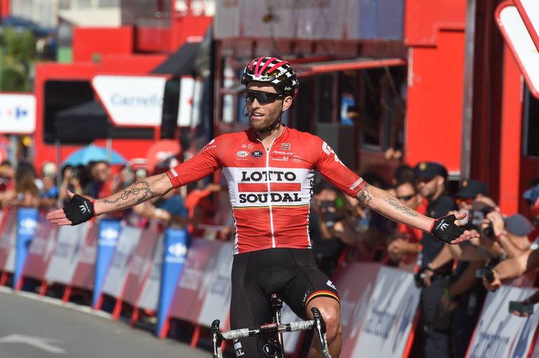 Hispaania velotuuri 12. etapi võitja Tomasz Marczynski. / Fotoreporter Sirotti Stefano/imago/Sirotti/Scanpix