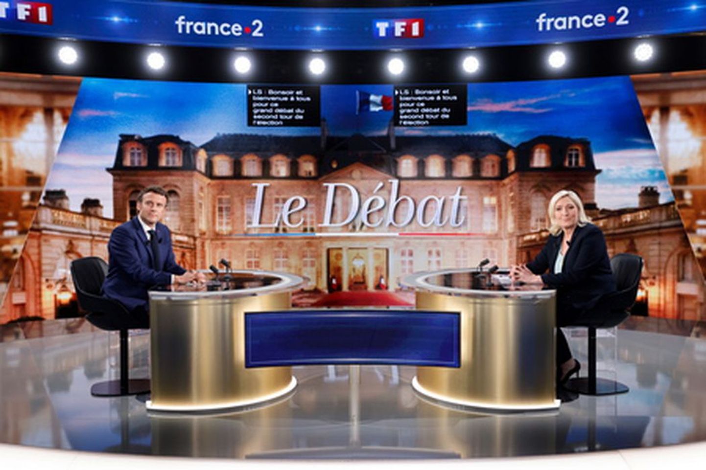 Emmanuel Macron ja Marine Le Pen presidendivalimiste teledebatis.