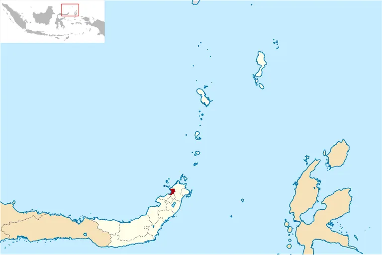 Sulawesi saarel asuva Manado (punasega) asend Indoneesias