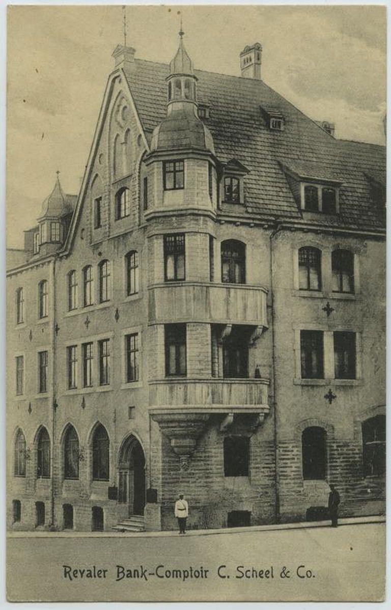 Здание банка Шееля в Таллинне, почтовая открытка 1910 года.