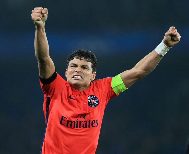 March 11, 2015 - London, United Kingdom - PSG's Thiago Silva celebrates at the final whistle..Champions League Round of 16 Second leg- Chelsea vs Paris Saint-Germain - Stamford Bridge - England - 11th March 2015 - Picture David Klein/Sportimage/Cal Sport Media. *** Please Use Credit from Credit Field ***