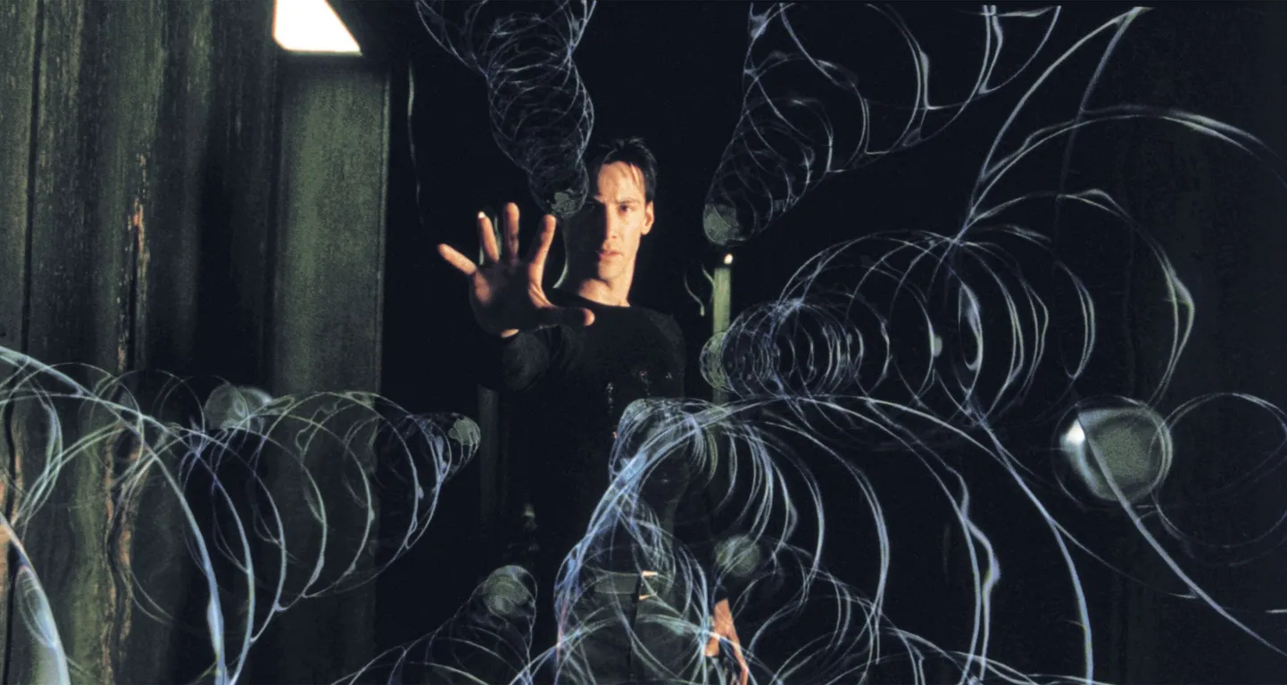 Kaader 1999. aasta filmist «The Matrix.» Pildil Keanu Reeves Neo/Thomas Andersoni rollis