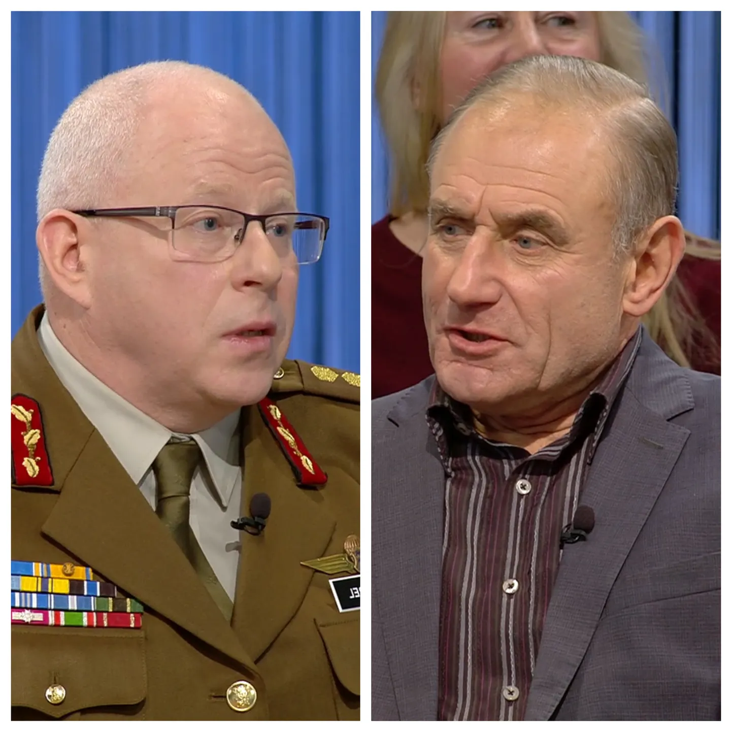 На фото: заместитель командующего Силами обороны Эстонии, генерал-майор Индрек Сирель и бывший командующий Силами обороны Эстонии, отставной генерал Антс Лаанеотс.