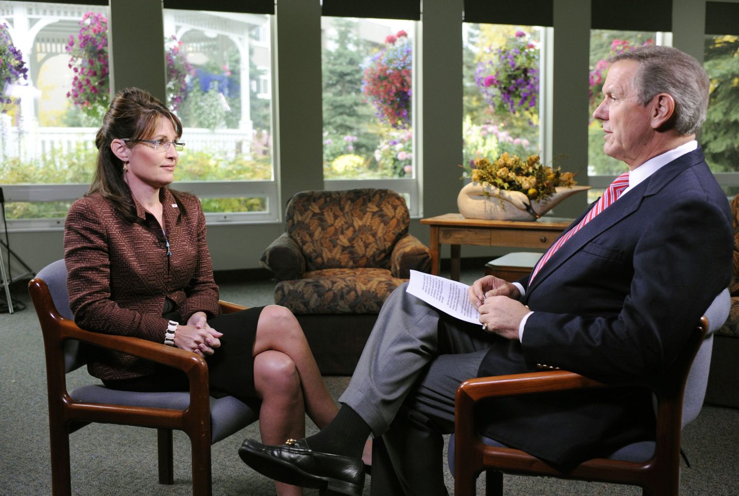 USA vabariiklaste asepresidendikandidaat Sarah Palin andmas eksklusiivintervjuud üleriiklikule telekanalile ABC News.