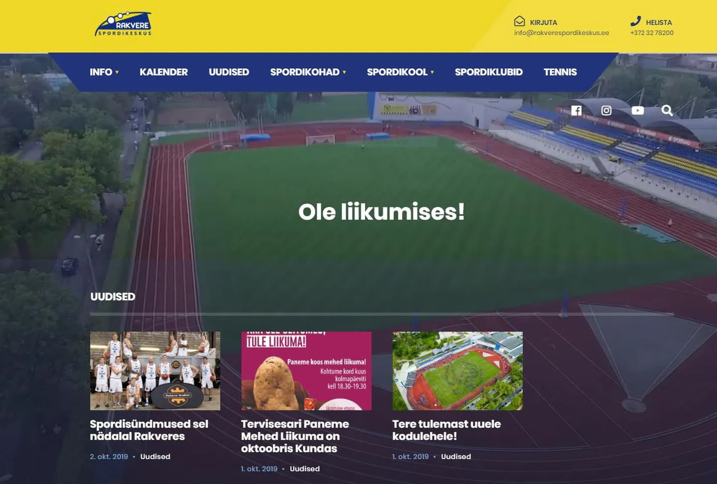 Rakvere spordikeskusel on uue kujundusega koduleht.