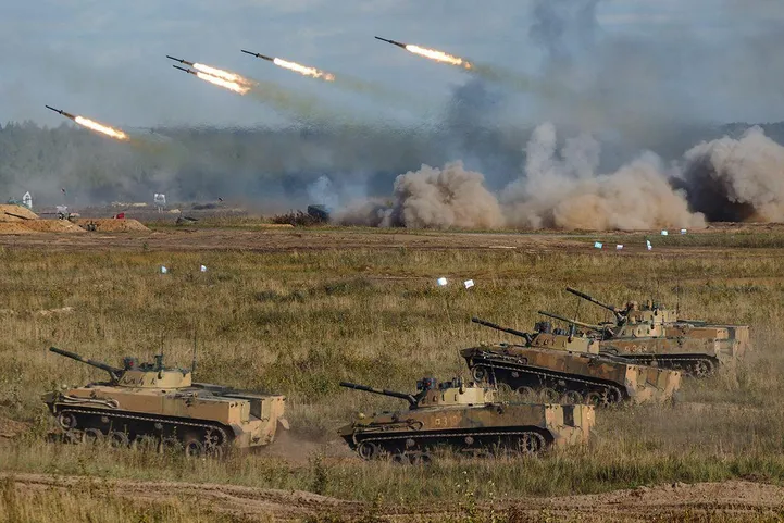 Õppused Zapad-2021 Mulino sõjaväepolügoonil Venemaal.