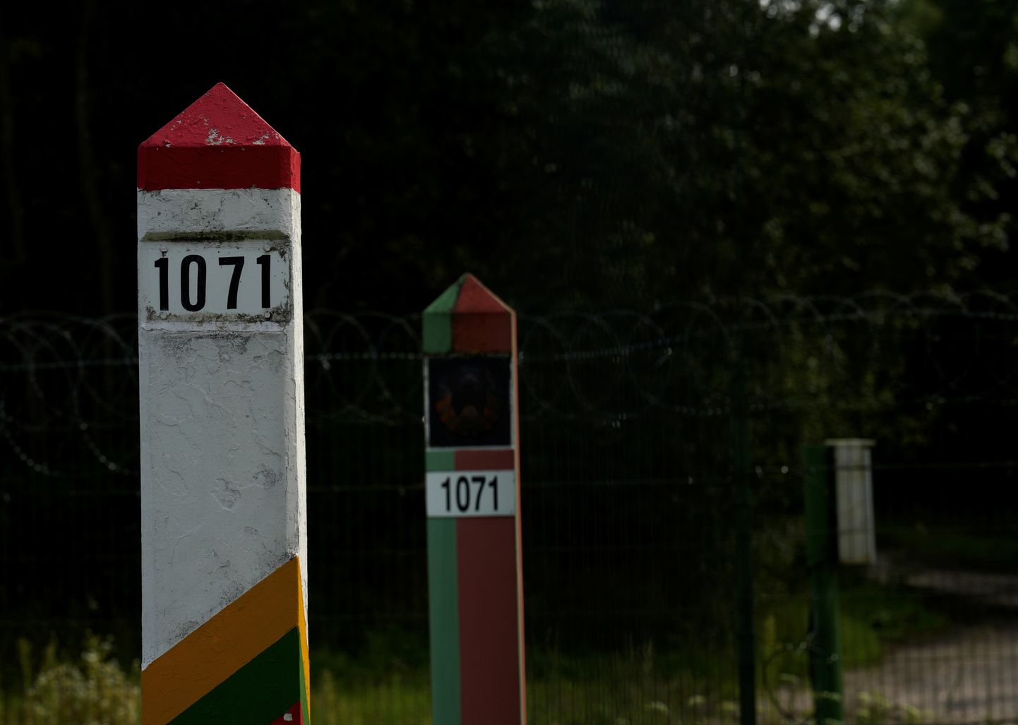 Leedu ja Valgevene piiripostid Medininkai lähedal.