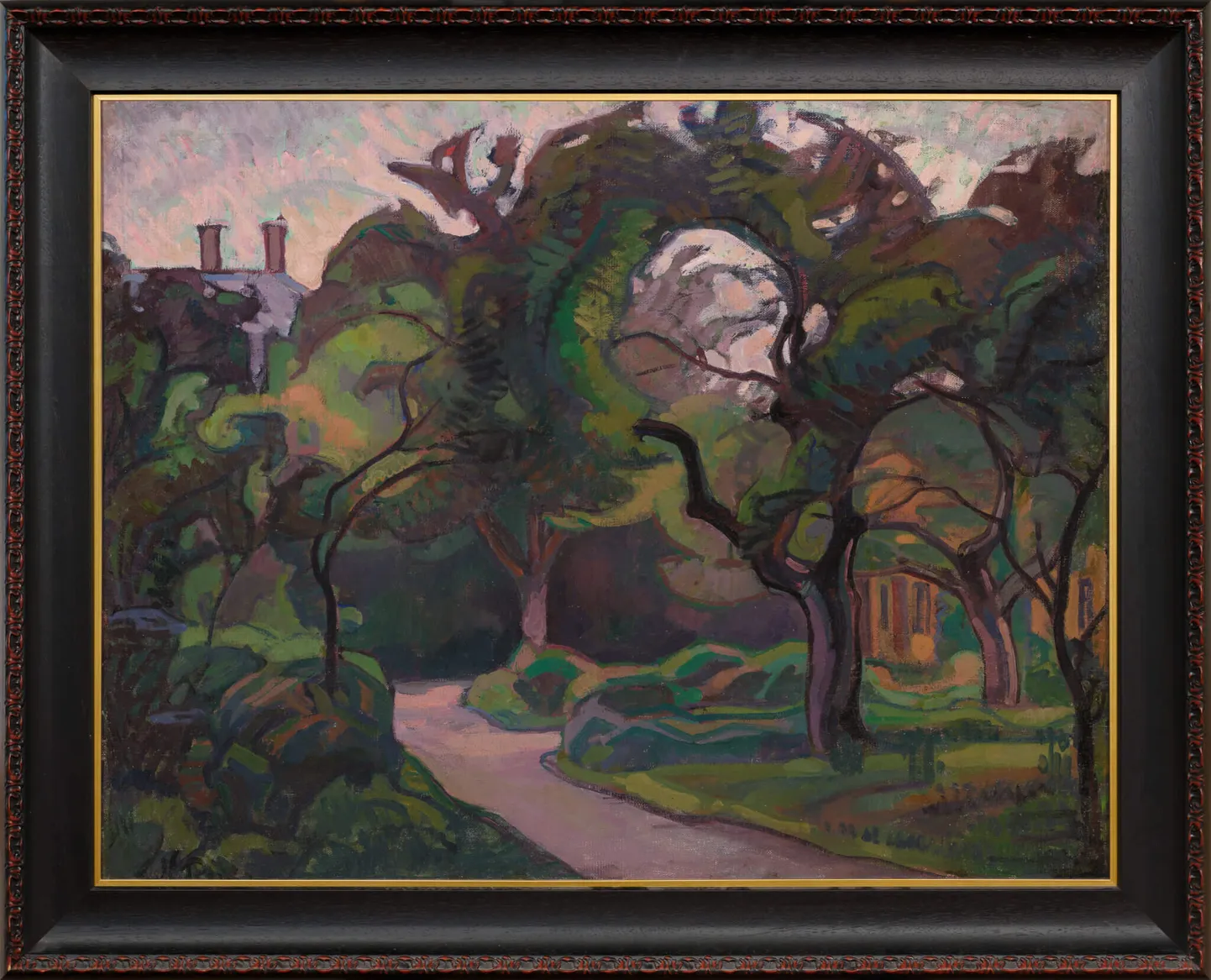 Nikolai Triik “Vana aed”. Õli lõuendil, kleebitud papile. 1915.