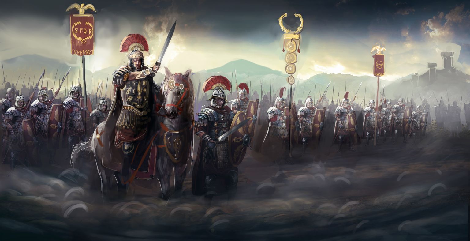 Vana-Rooma sõdurid ja väejuht. Pilt on illustreeriv