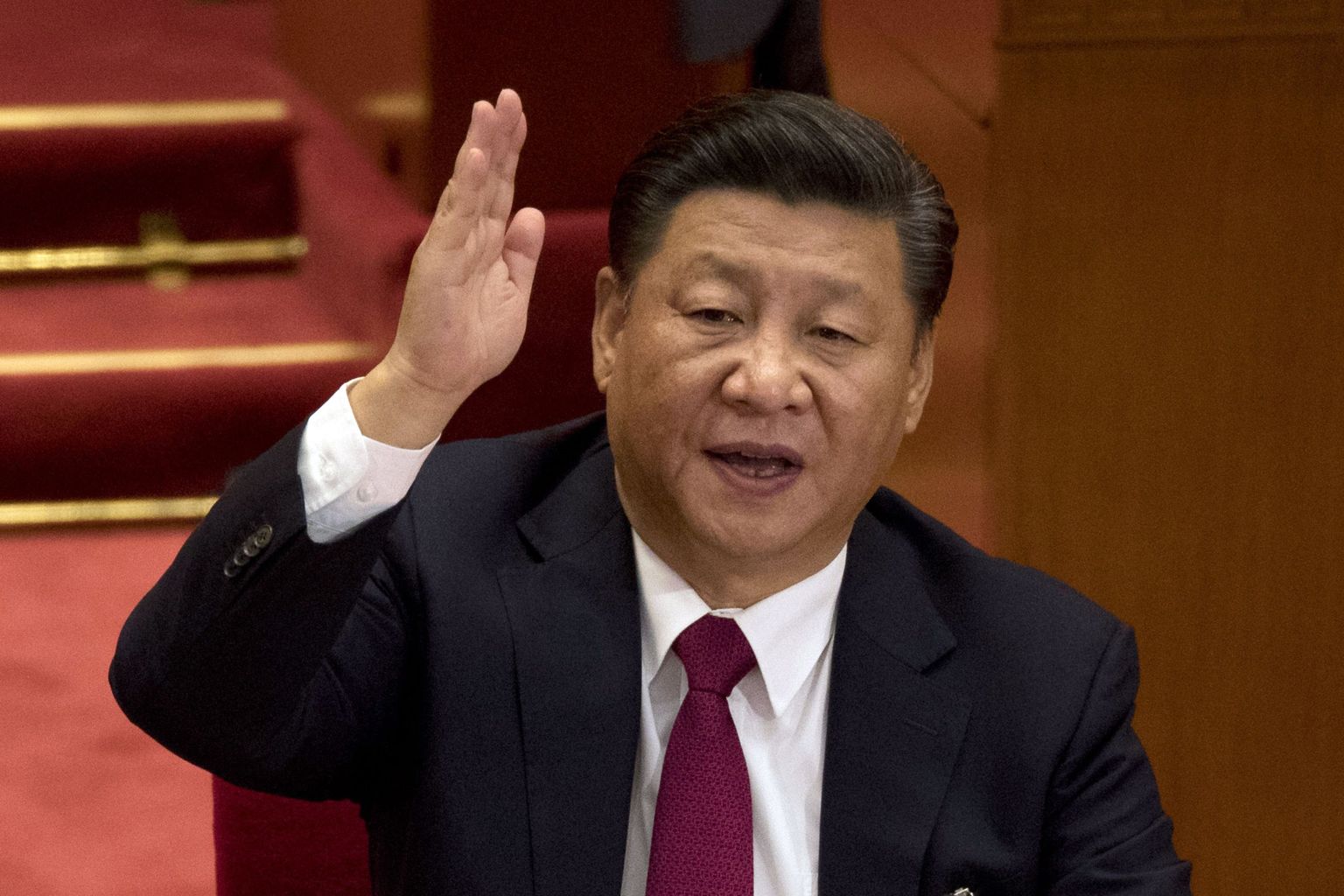 Xi Jinping näitamas oma toetust põhiseaduse muutmisele.