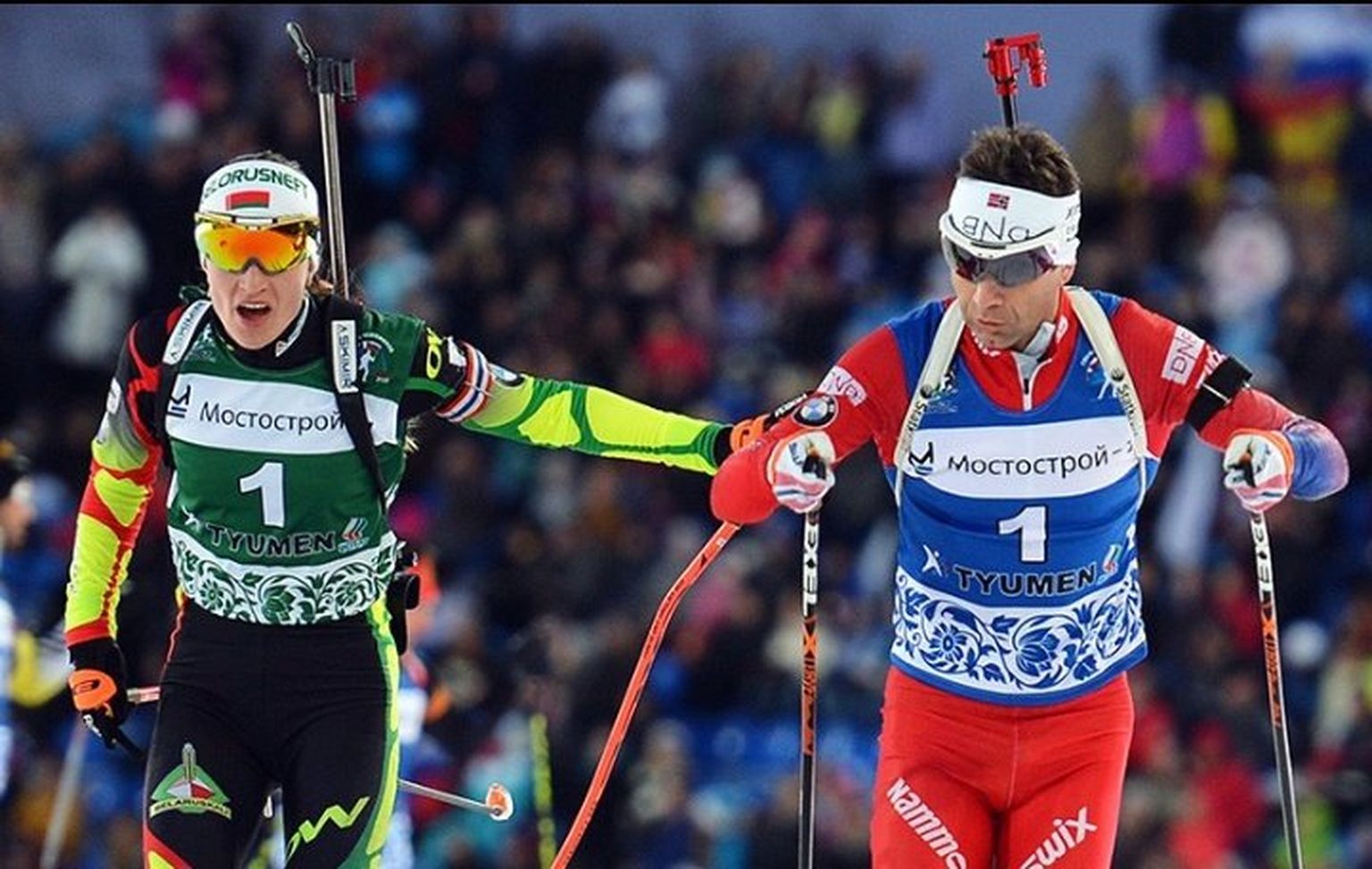 Darja Domratsjeva ja Ole Einar Bjørndalen