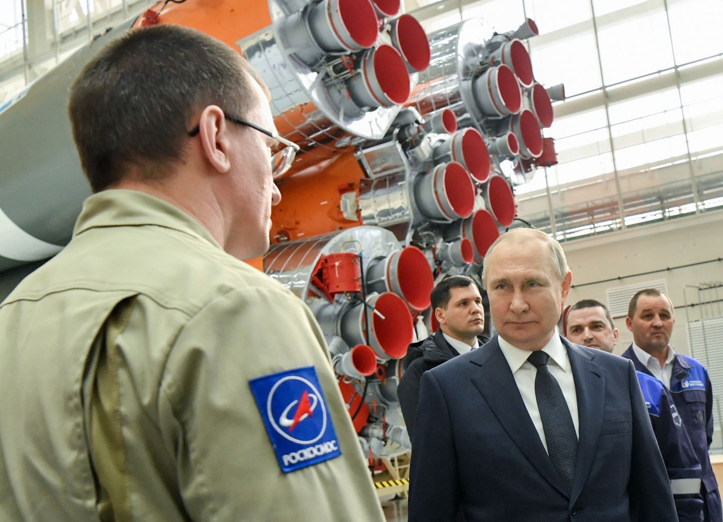 Venemaa president Vladimir Putin 12. aprillil 2022 Amuuri oblasti Blagoveštšenski rajoonis Vostotšnõi kosmodroomi külastamas.