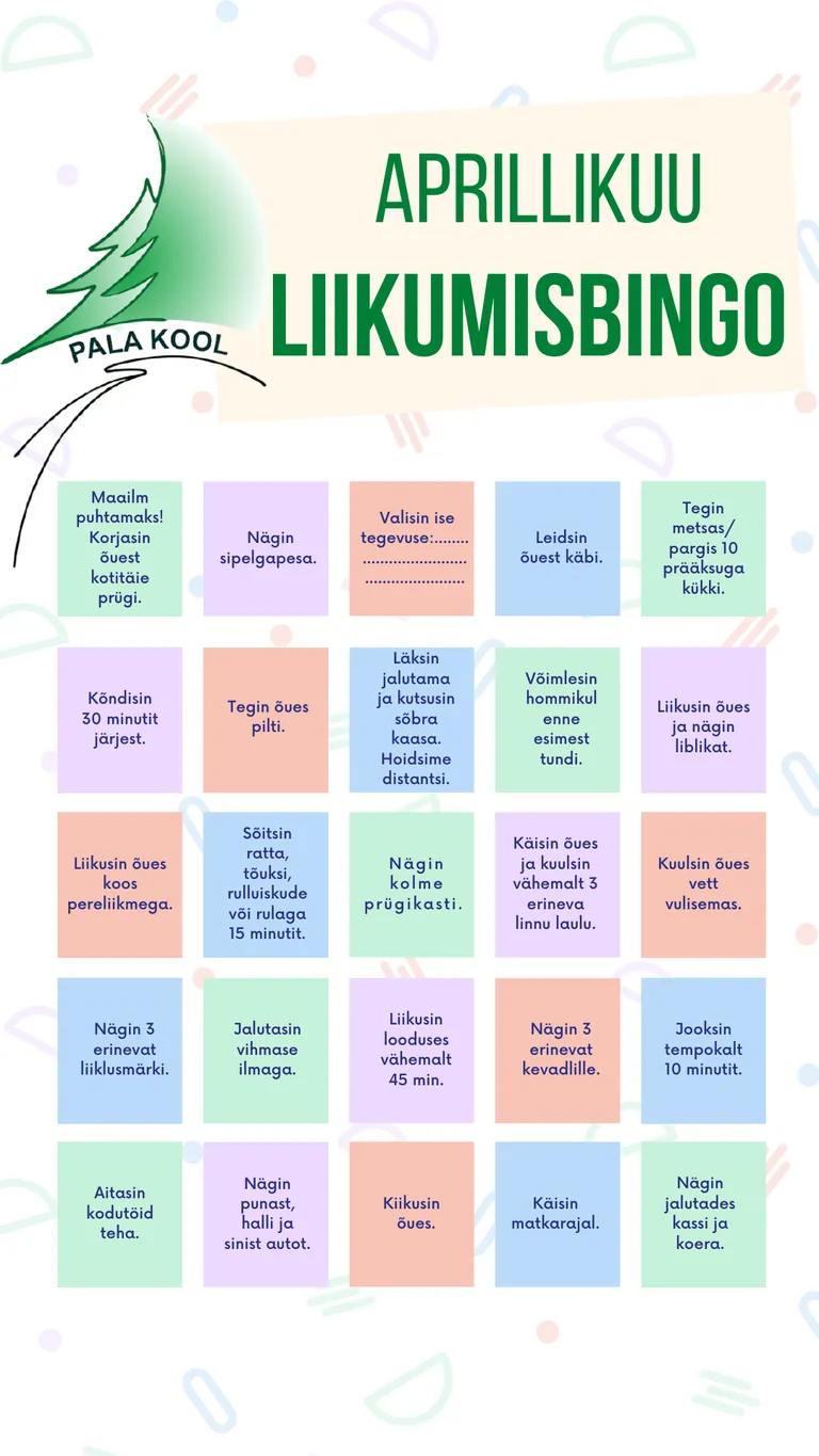 Pala Kooli liikumisbingo.