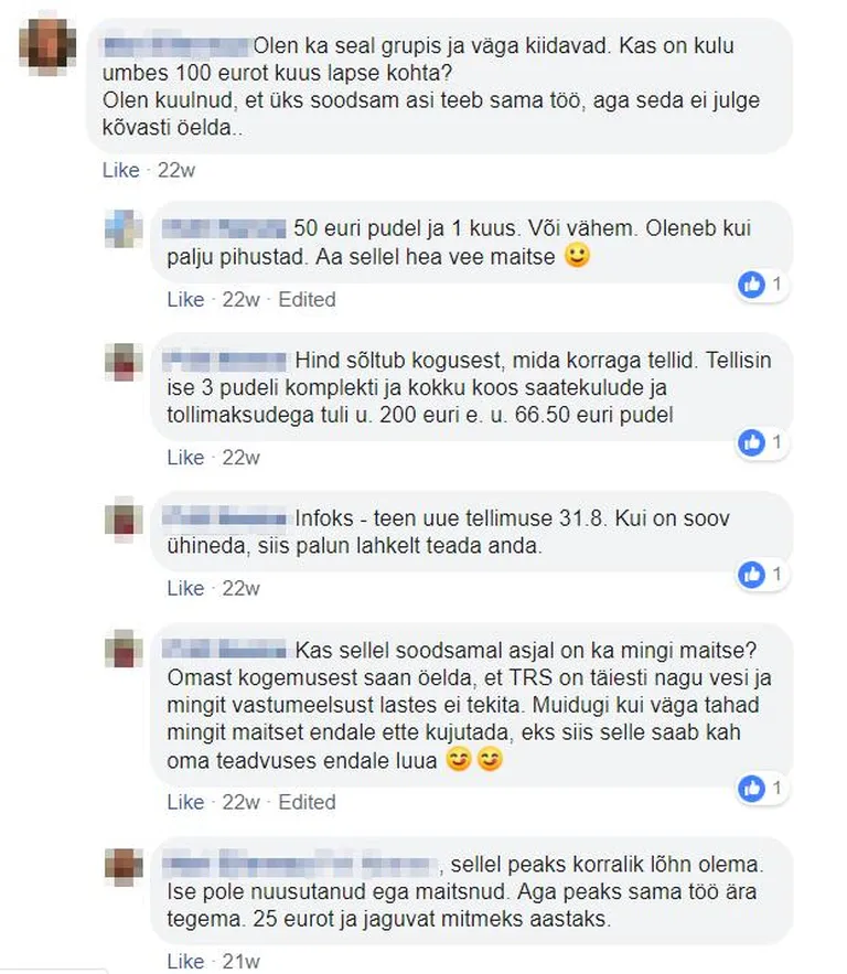 Беседа в эстонской группе в Facebook, количество членов которой приближается к тысяче.