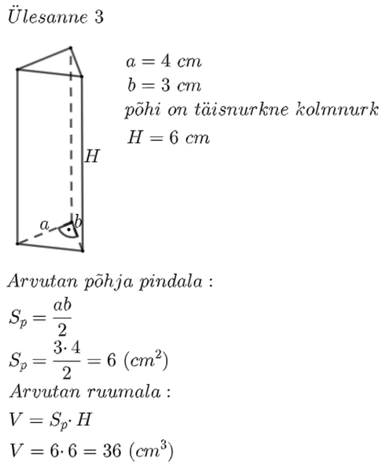 Püstprisma kolmanda ülesande lahendus