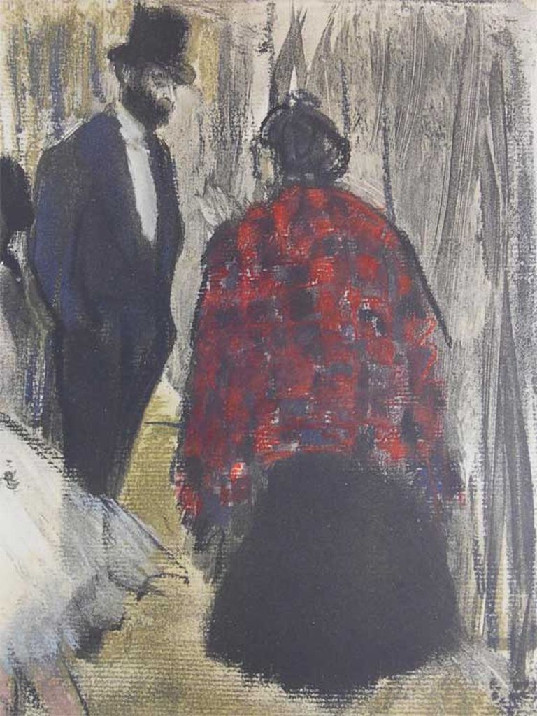 E.Degā. Ludoviks Avli un Kardināla kundze sarunājoties. Heliogravīra no sērijas “Kardināla ģimene”, 1877–78, 1938, 43cm x 53cm 