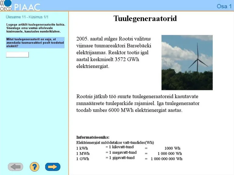 Matemaatilise kirjaoskuse näidisülesanne.