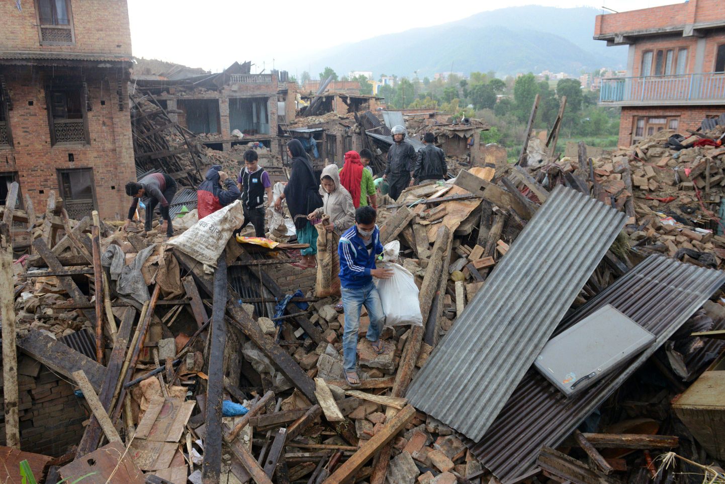 Катманду после землетрясения.