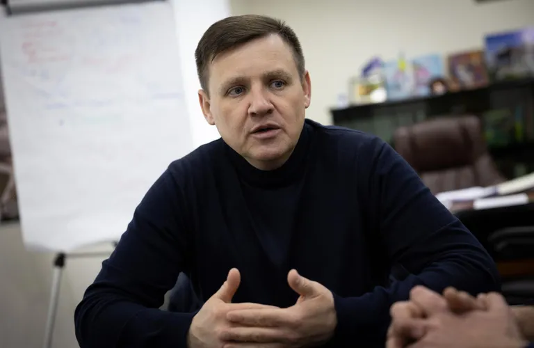 Slavutych mayor Yuri Fomishev in his office.