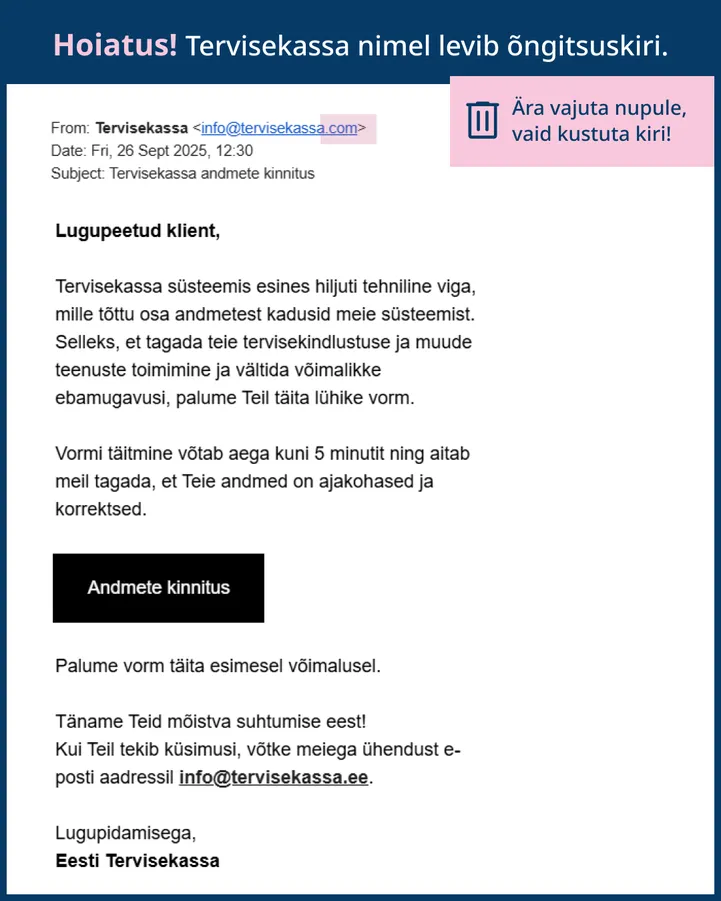 HOIATUS Tervisekassa nimel levib õngitsuskiri