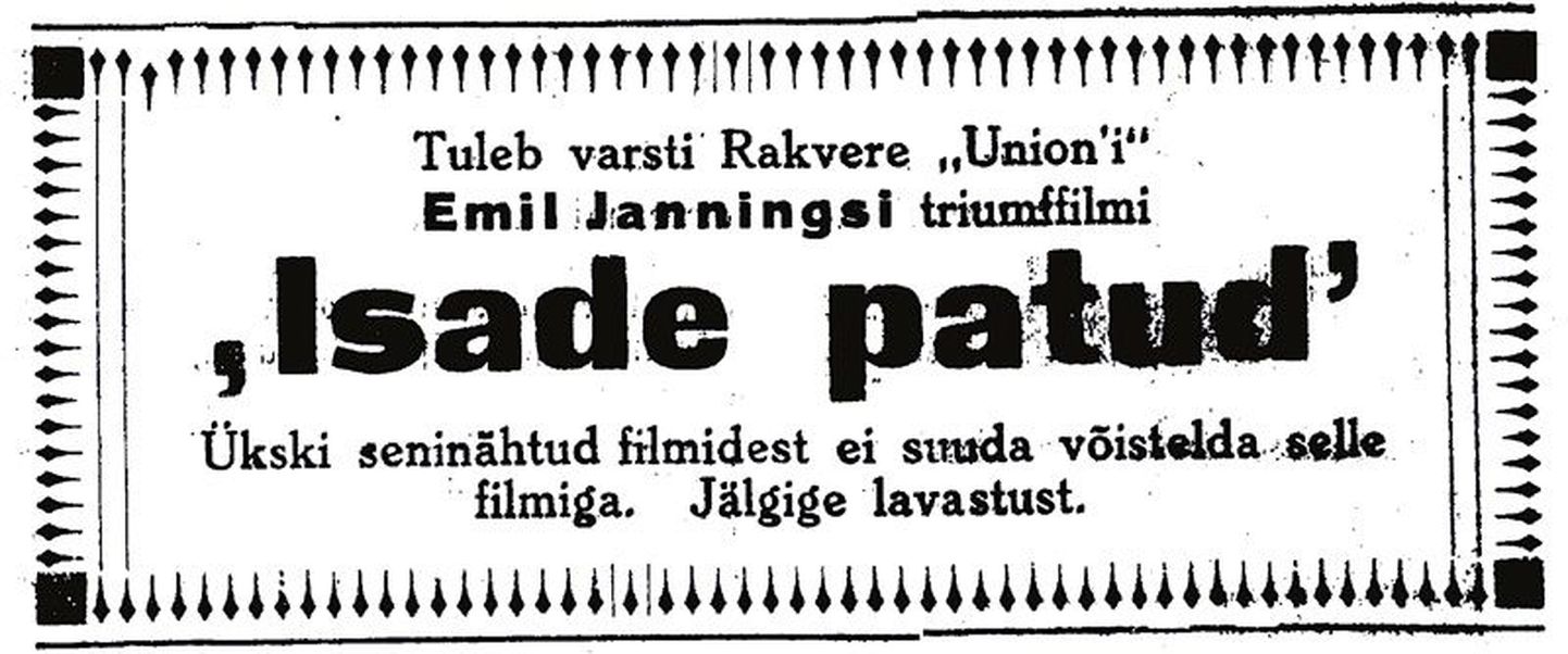 Kuulutus Wirumaa Teatajast, 24.12.1929.