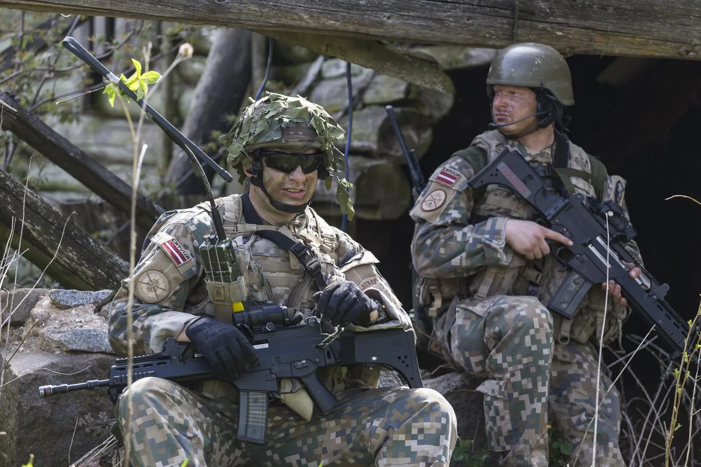 Латвийские военнослужащие во время учений Siil в 2018 году.