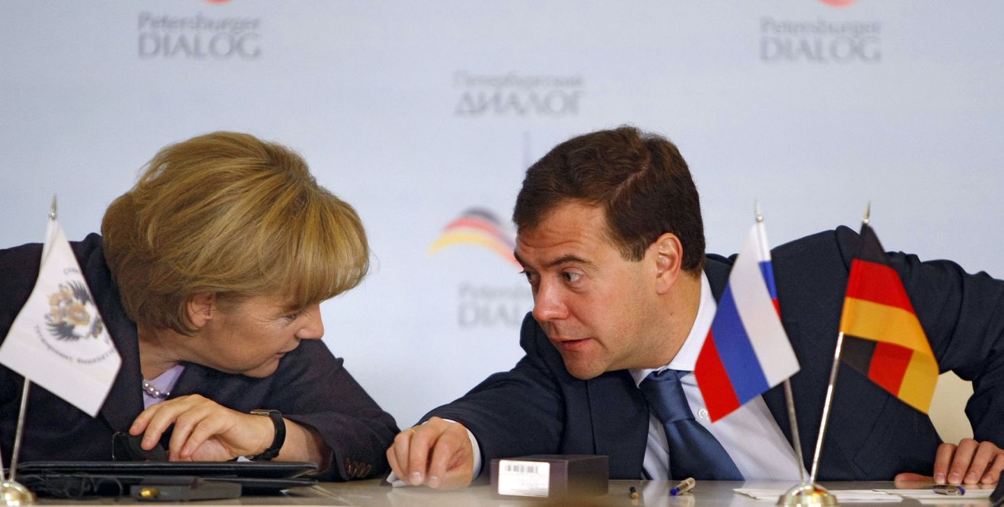 Saksamaa liidukantsler Angela Merkel ja Venemaa president Dmitri Medvedev.