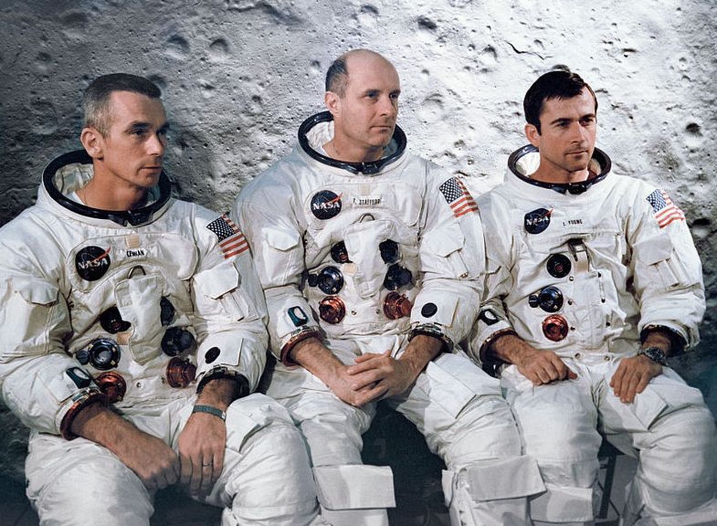 Apollo 10 missiooni liikmed Eugene Cernan, Thomas Stafford ja John Young