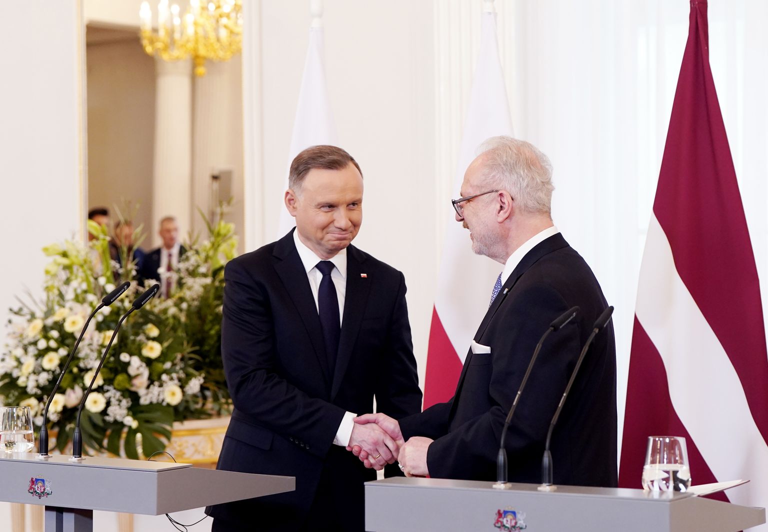 Президент Польши Анджей Дуда и президент Латвии Эгил Левитс.