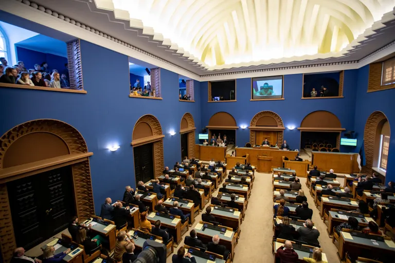 Volodõmõr Zelenskõi videopöördumine Eesti riigikogus.
