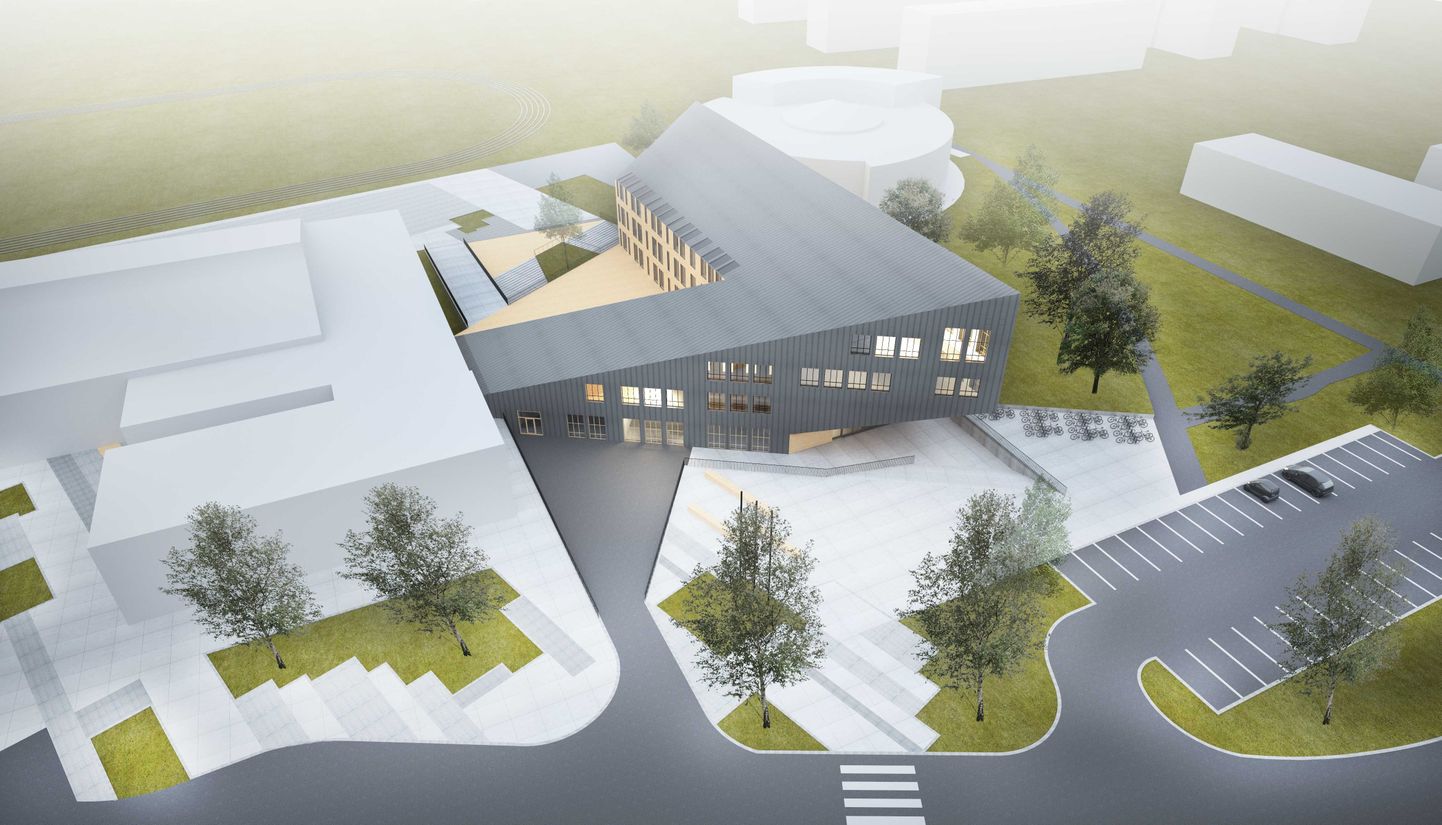 Новое здание Йыхвиской основной школы расположится между государственной гимназией и спортхоллом.