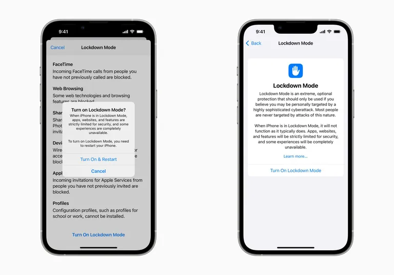 Selline näeb välja Lockdown Mode´i aktiveerimine iPhone´is.